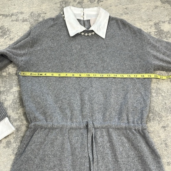 Cinq a Sept Imitation Pearl Necklace Detail Long Sleeve Layered Sweater Dress L - Picture 9 of 16